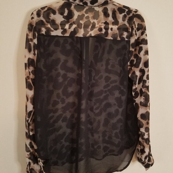 Edge Leopard print sheer black back top sz L - Picture 3 of 3